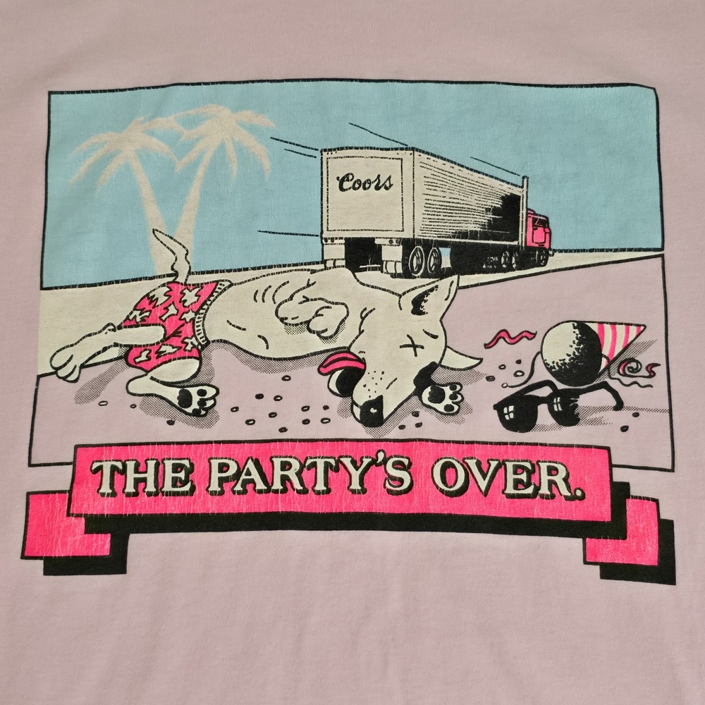 VTG Coors Single Stitch USA The Party's Over Bud Spud Mackenzie Shirt Size M